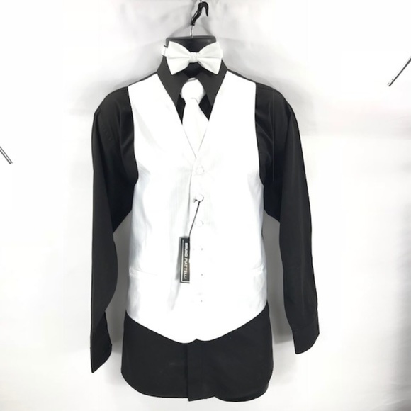 white tie with black shirt